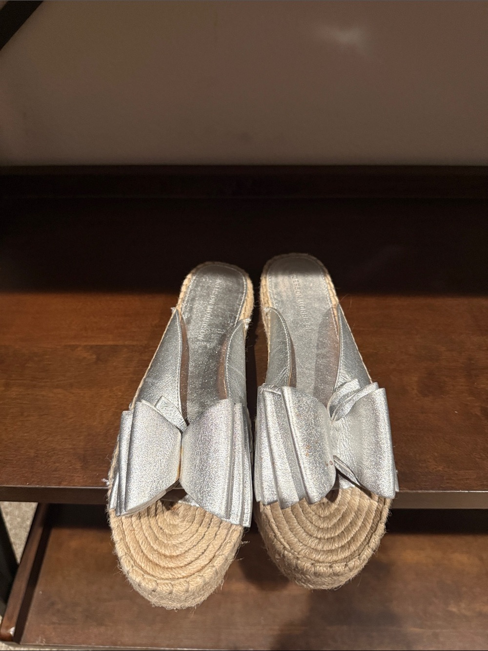 Sigerson Morrison Silver Bow Espadrille Mules
